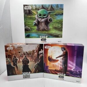 3X Star Wars Puzzles Thomas Kinkade Mandalorian Boba Fett Grogu A New Challenge